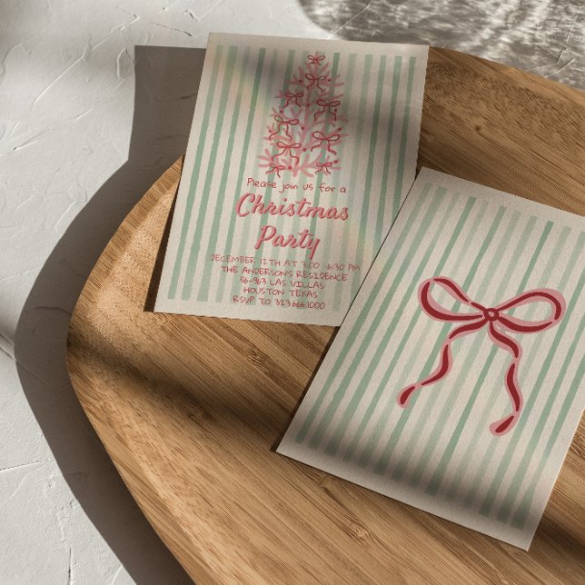 Invitación Navidades de dibujo verde rosado retro doblan Fies (Subido por el creador)