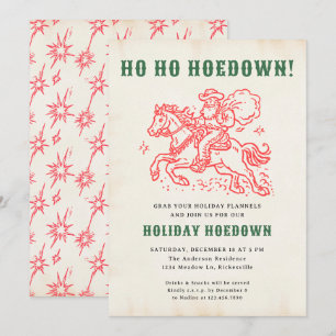 Invitación Navidades de diversiones Santa Holiday Hoedown Ret