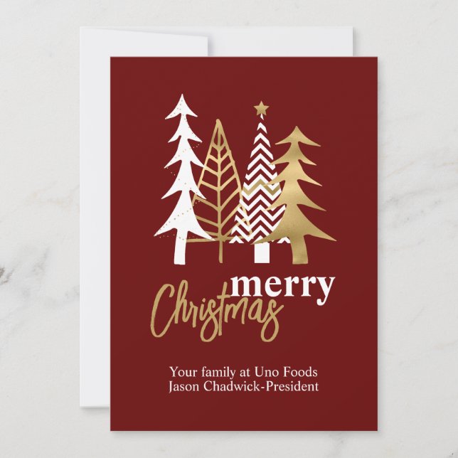 Invitación Navidades de Doodle Art Trees Red Company (Anverso)