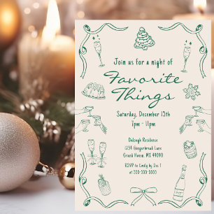 Invitación Navidades de Doodle con mano verde y crema