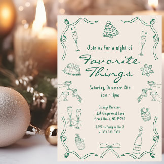 Invitación Navidades de Doodle con mano verde y crema