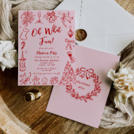 Invitación Navidades de Doodle Rosado Invitan a Diversión Ext