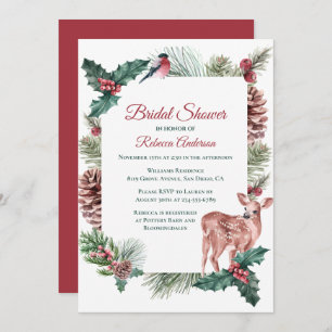 Invitación Navidades de ducha de novia Boda Deer Floral