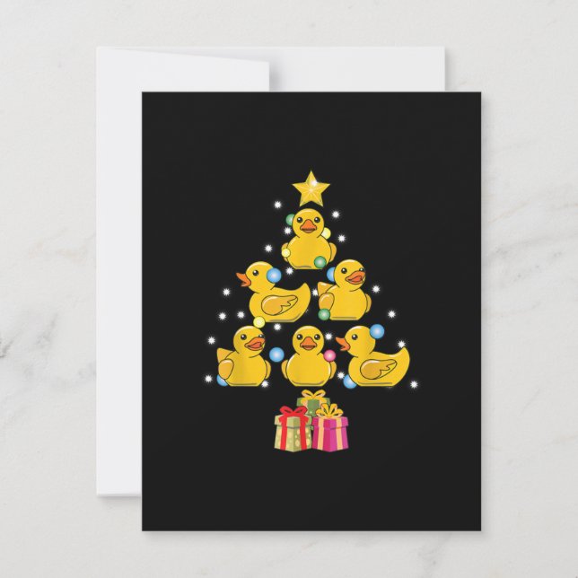 Invitación Navidades de Duckie Quack, Árbol de Navidad de Duc (Anverso)