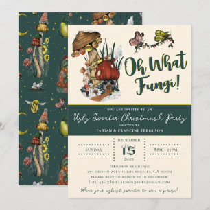 Invitación Navidades de dulces feos y hongos de merry verde l
