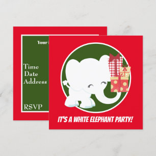 Invitación Navidades de elefantes blancos fiesta de feriado