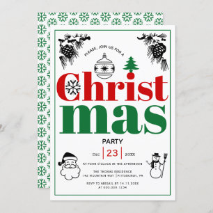 Invitación Navidades de elementos antiguos fiesta de vacacion