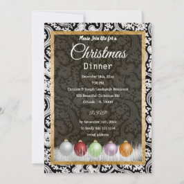 Invitación Navidades de encaje blanco y negro
