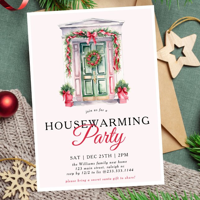 Invitación Navidades de escritura moderna Fiesta de calentami (Subido por el creador)