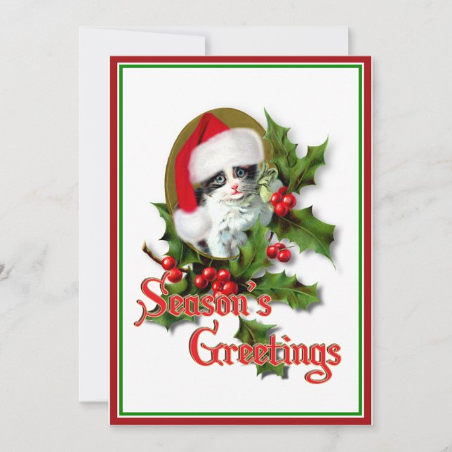 Invitación Navidades de estilo antiguo Saludos de la temporad (Anverso)