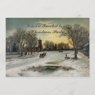 Invitación Navidades de estilo vintage invitan a Navidades