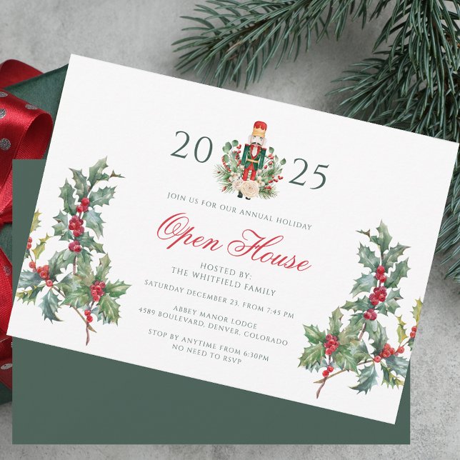 Invitación Navidades de familia abren feriado en casa Berries (Family Christmas Open House Berries Holiday Invitation)
