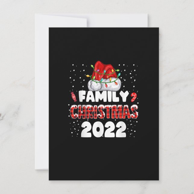 Invitación Navidades De Familia Plaid 2022 Luces Santa Que Co (Anverso)