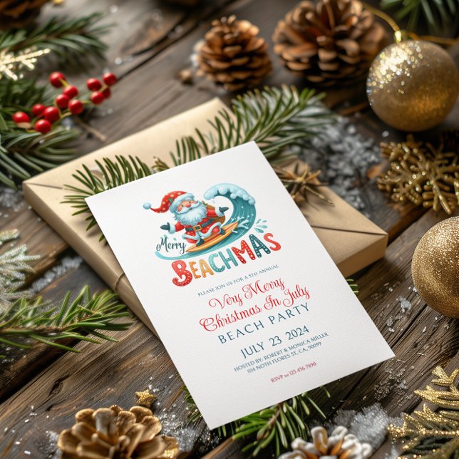 Invitación Navidades De Feliz Beachmas En Julio Fiesta Invitó (Subido por el creador)