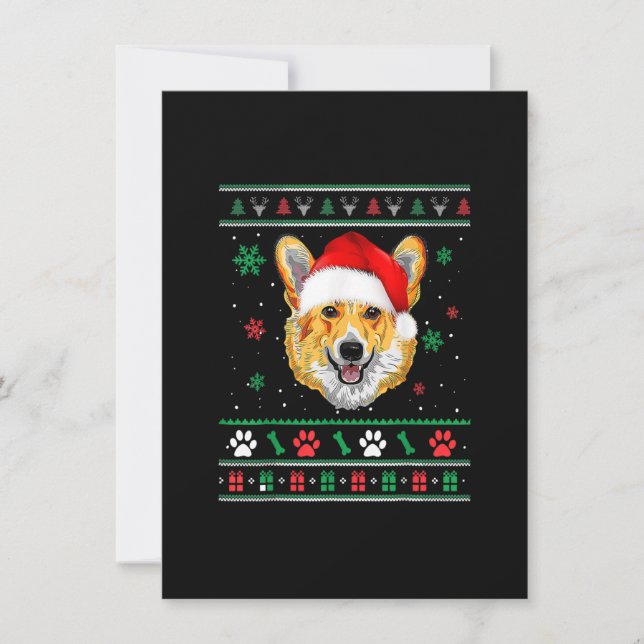 Invitación Navidades de Feliz Corgmas Feo Navidad Corgi Santa (Anverso)