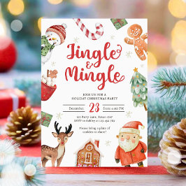 Invitación Navidades de feriados jingle y mingle Santa