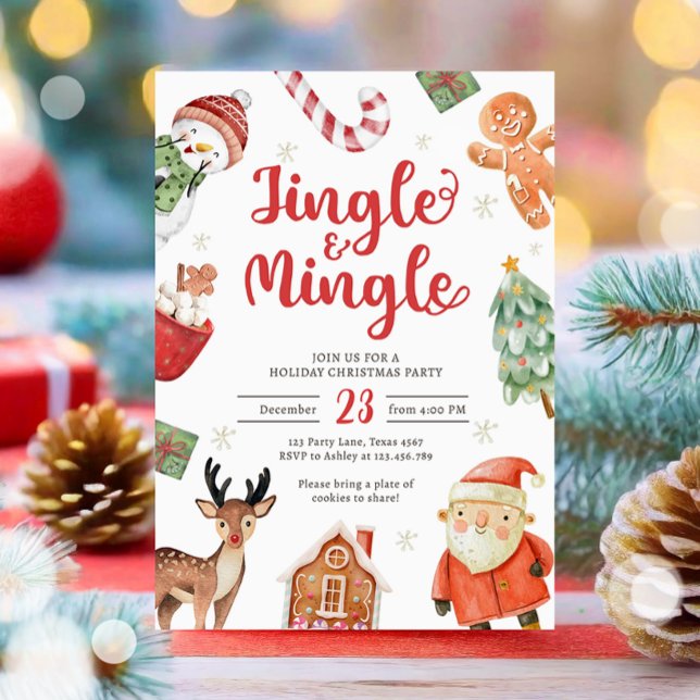 Invitación Navidades de feriados jingle y mingle Santa (Subido por el creador)