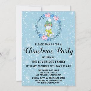 Invitación Navidades de festividad de oso lindo Fiesta Nieve