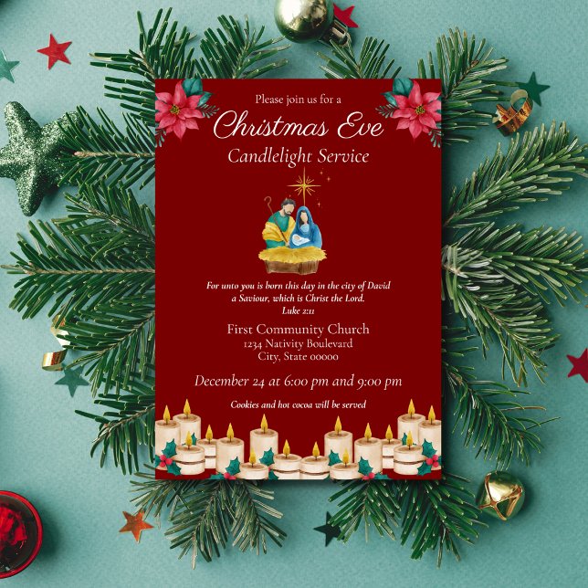 Invitación Navidades de festividades rojas e incluso servicio (Subido por el creador)