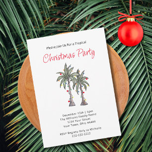 Invitación Navidades de Fiestas de Playa Tropical Palm Trees 