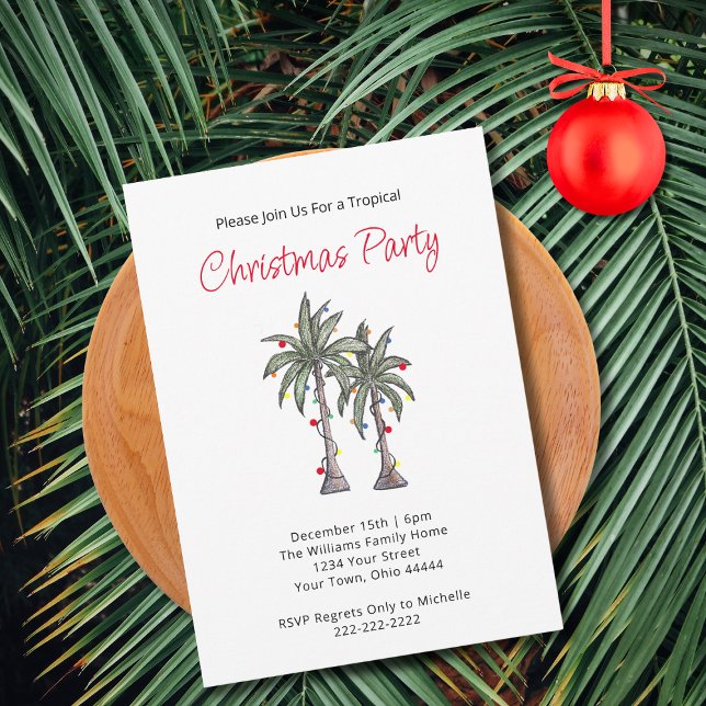 Invitación Navidades de Fiestas de Playa Tropical Palm Trees  (Subido por el creador)