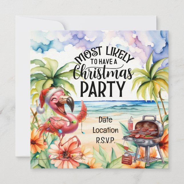 Invitación Navidades de Flamingo en el Fiesta de julio (Anverso)