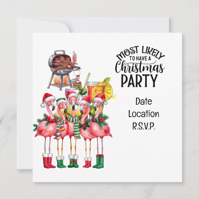 Invitación Navidades de Flamingo en el Fiesta de julio (Anverso)