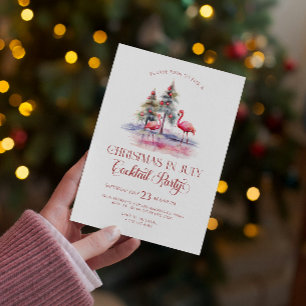 Invitación Navidades De Flamingos Rosados En Julio Fiesta De 