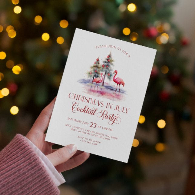 Invitación Navidades De Flamingos Rosados En Julio Fiesta De  (Subido por el creador)