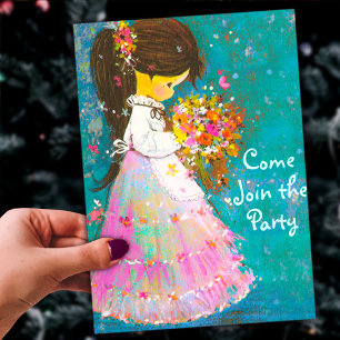 Invitación Navidades de flores de época Fiesta de año nuevo