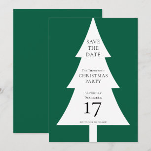 Invitación Navidades de forma de árbol de pino Verde Guardar 