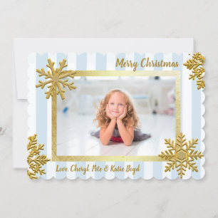 Invitación Navidades de fotografía bonito Gold y Blue Persona