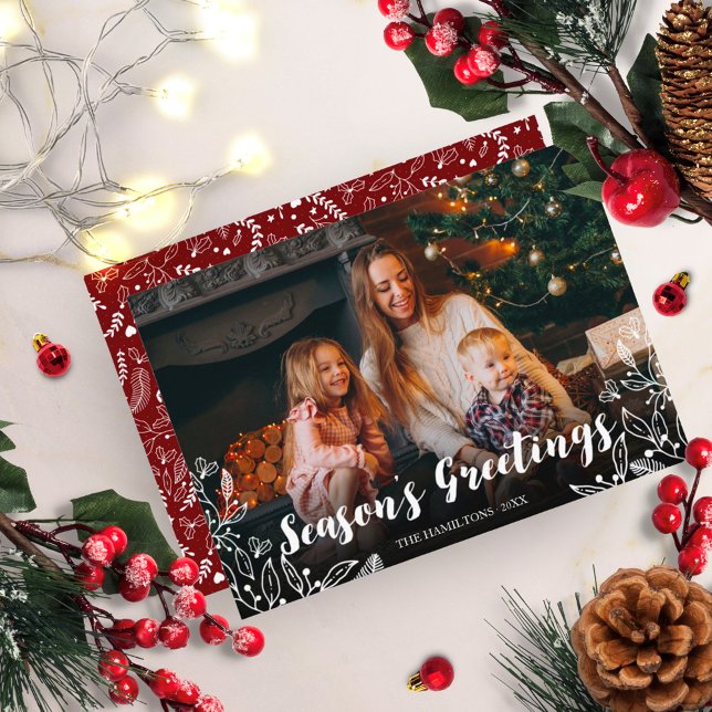 Invitación Navidades de fotografía de follaje de invierno con (Subido por el creador)