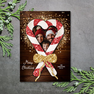 Invitación Navidades de fotografía de la familia Rustic Candy