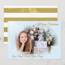 Invitación Navidades de fotografía Personalizados de oro y az