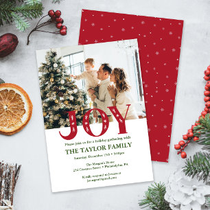 Invitación Navidades de fotografía personalizados JOY Holiday