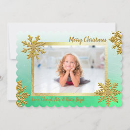 Invitación Navidades de fotografía Personalizados verdes y de