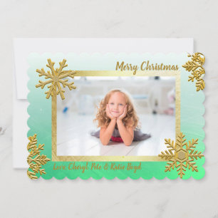 Invitación Navidades de fotografía Personalizados verdes y de