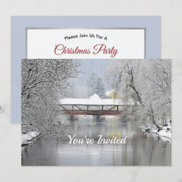 Invitación Navidades de fotos de la nieve puente cubierta