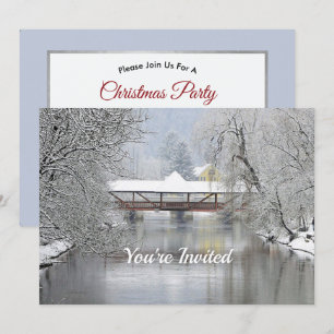 Invitación Navidades de fotos de la nieve puente cubierta