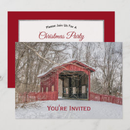 Invitación Navidades de fotos de la Nieve Roja del puente cub