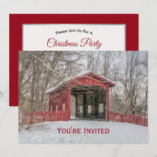 Invitación Navidades de fotos de la Nieve Roja del puente cub