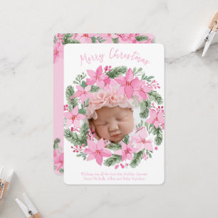 Invitación Navidades de fotos de Recién nacido rosa Chica Poi