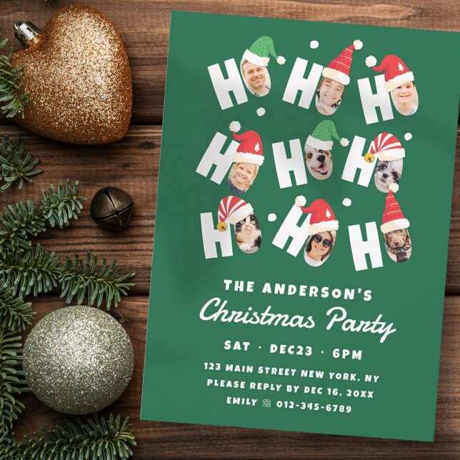 Invitación Navidades de fotos familiares de 9 Santa Hats mode (Subido por el creador)