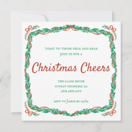 Invitación Navidades de Garland y Bows celebran fiesta navide