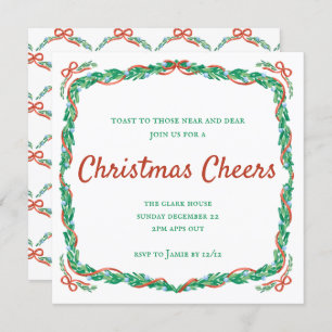 Invitación Navidades de Garland y Bows celebran fiesta navide