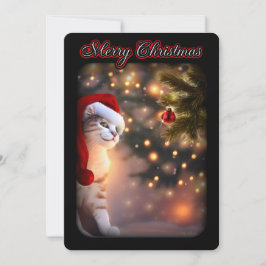 Invitación Navidades de gato adornan la nieve del árbol navid