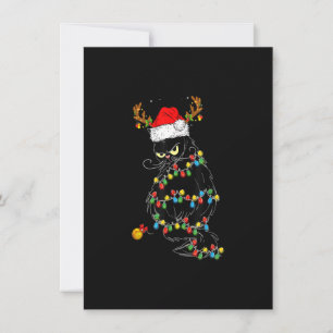 Invitación Navidades de gatos negros renos alumbran al gato L