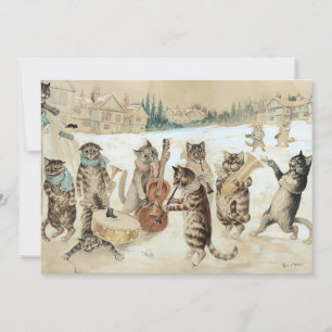 Invitación Navidades de gatos vintage Carol Louis Wain Art