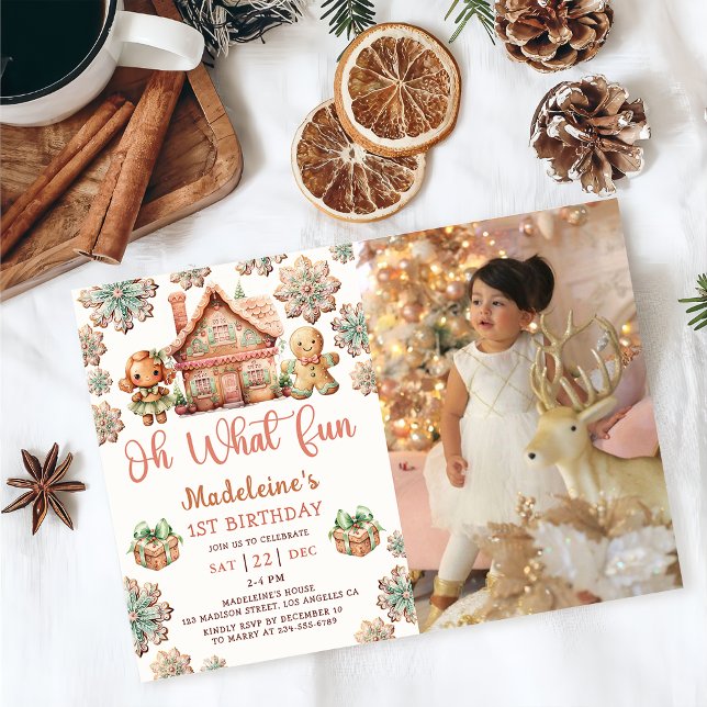 Invitación Navidades de Gingerbread Cookie Cumpleaños Oh Qué  (Subido por el creador)
